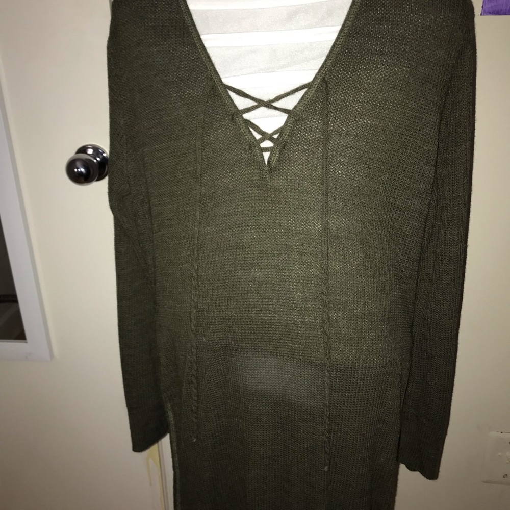 Lace up sweater